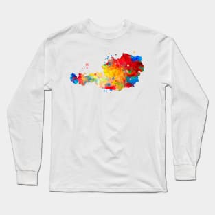 Austria Watercolor Map Painting Long Sleeve T-Shirt